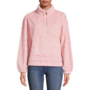 No Boundaries Juniors' Plush Quilted Pullover, Barbie pink, large, EUC!